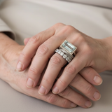 Vintažinis sidabro žiedų rinkinys su stiklo turkio