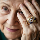 Vintage Aukso Žiedas su Mėlynu Cirkoniu